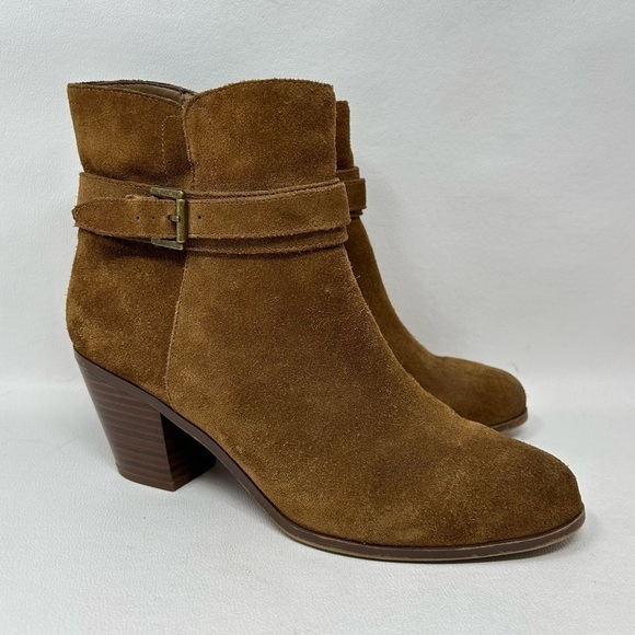 Sam Edelman Lynne Women's Suede Booties Size 9 Brown Block Heel Boots - Picture 4 of 12